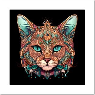 Cat Boho Vintage - Colorful Cat Kitten Lover Posters and Art